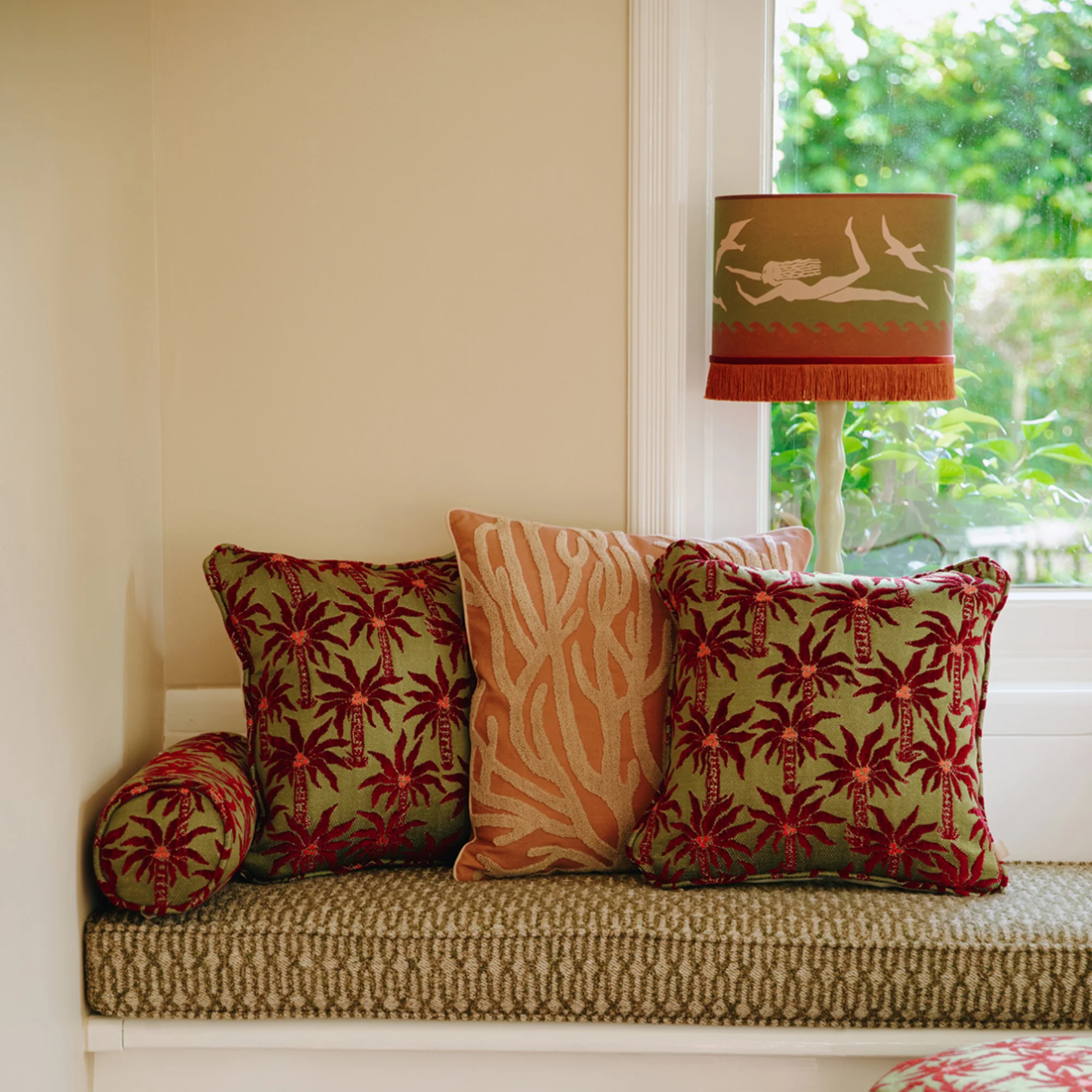 Cushion Laura Olive & Bordeaux - Image 6
