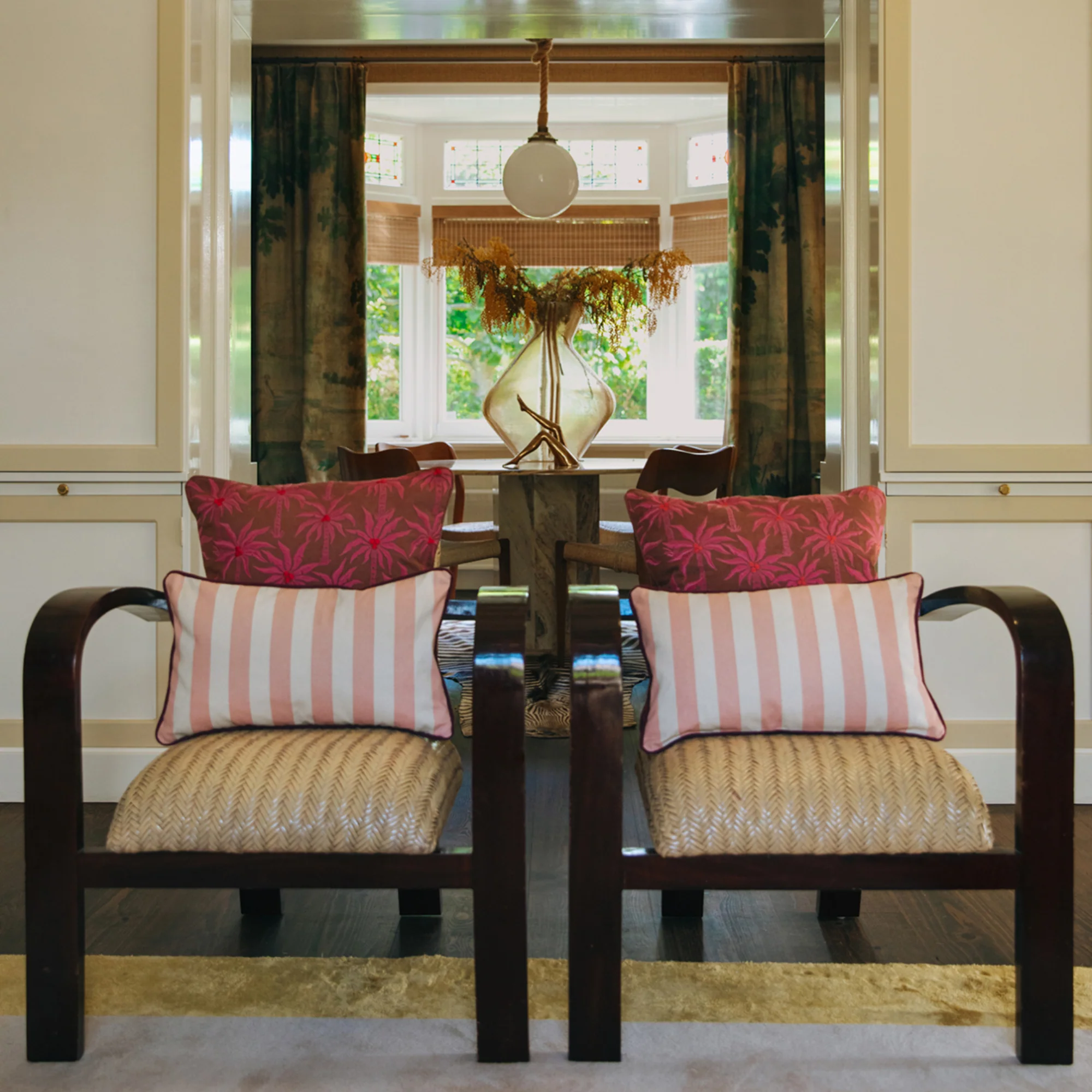 Double sided cushion Audrey Burgundy & Fern - Image 8