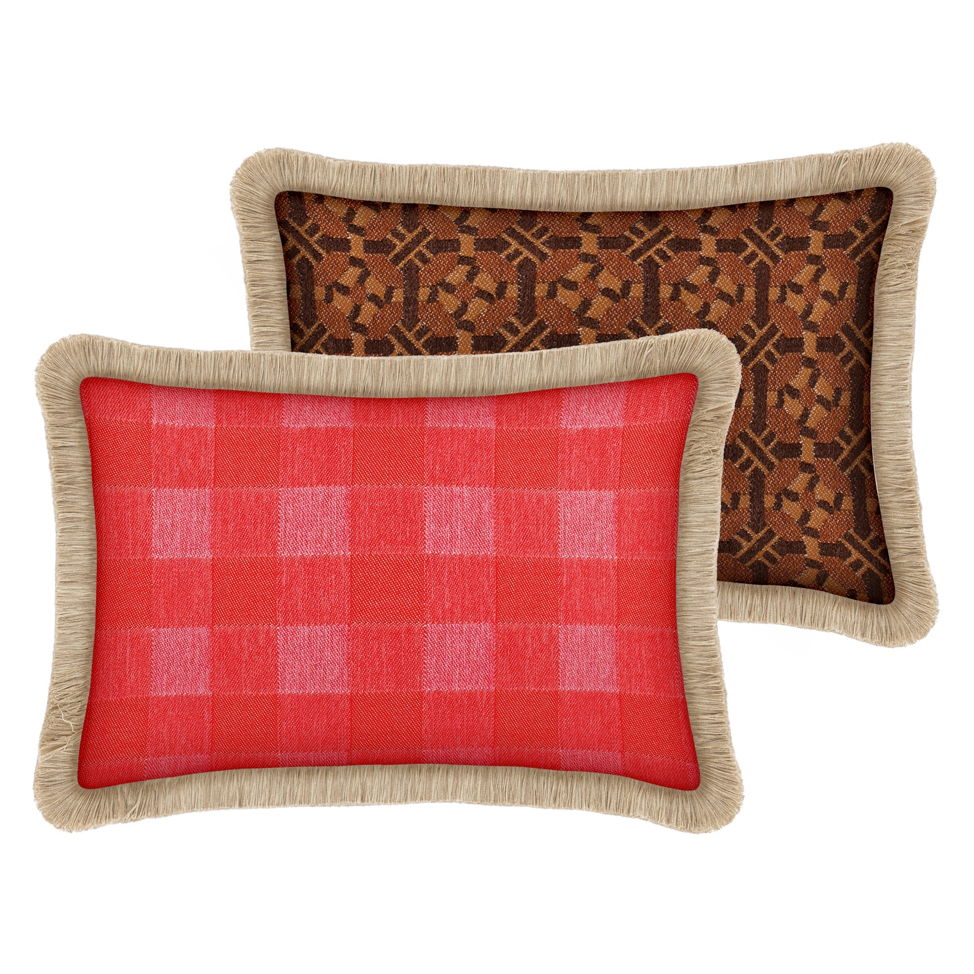 Double sided cushion Brigitte Chili & Pink x Coco Chocolate & Caramel