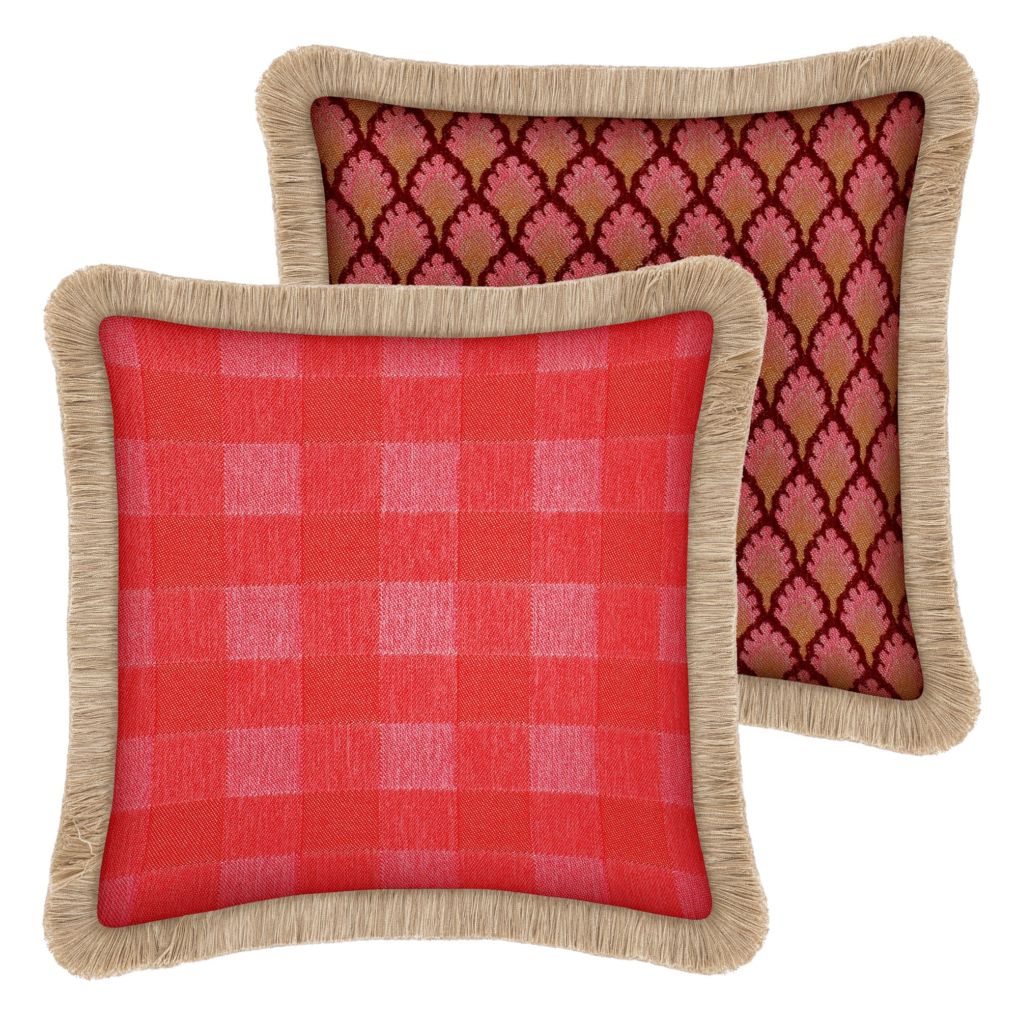 Double sided cushion Brigitte Chili & Pink x Jessica Bordeaux & Pink