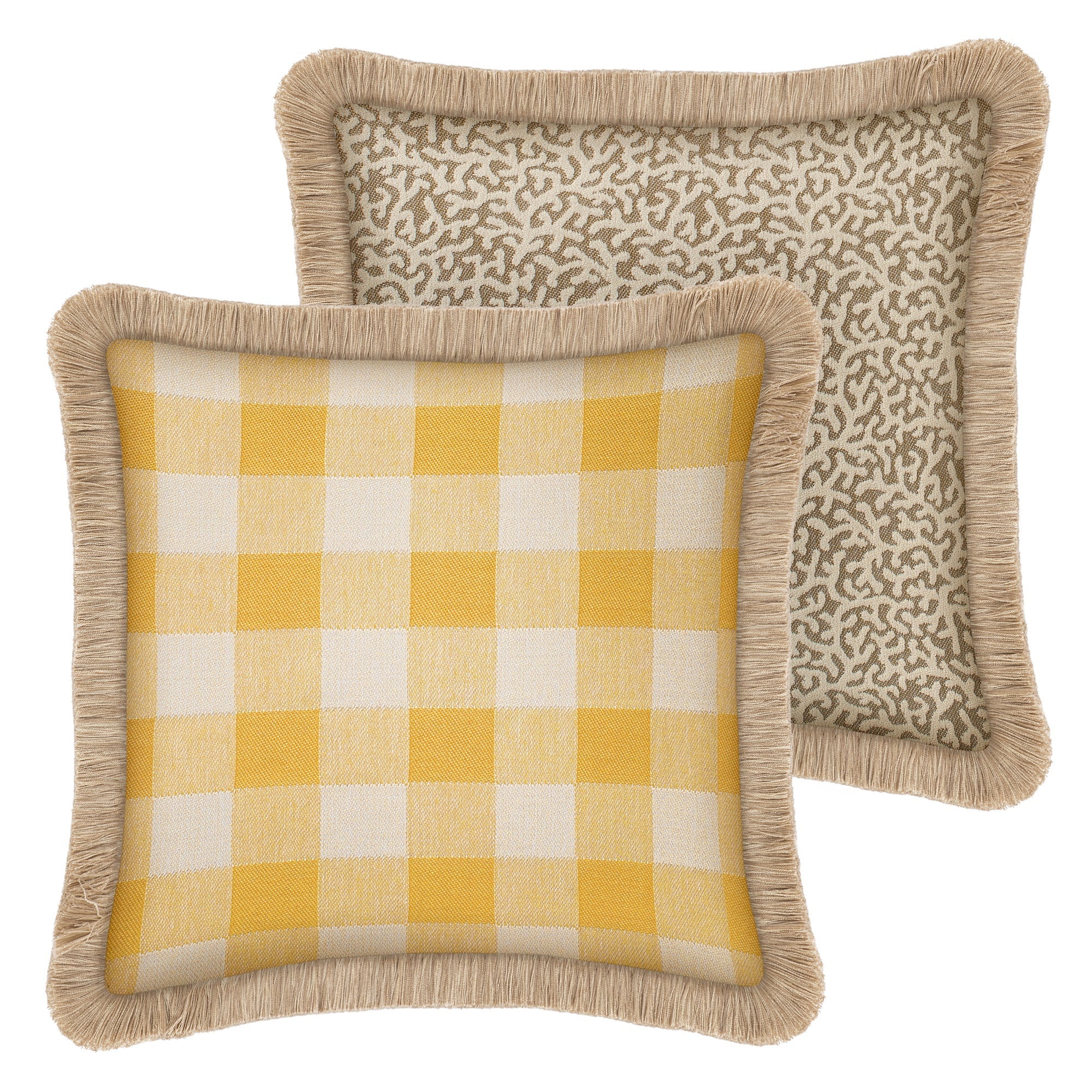 Double sided cushion Brigitte Sunflower & Ecru x Lauren Sand & Ecru