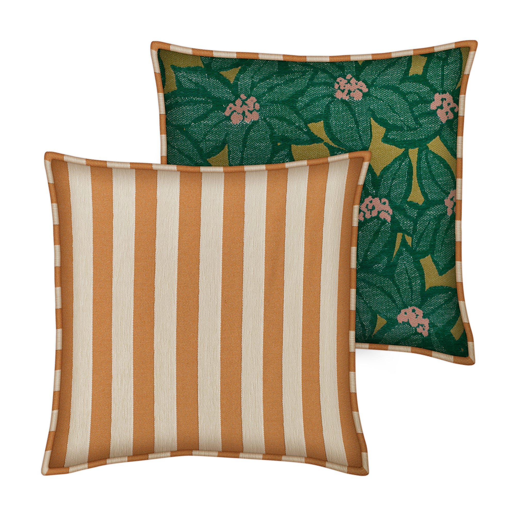 Double sided cushion Jackie Caramel & Ecru x Michelle Moss & Olive