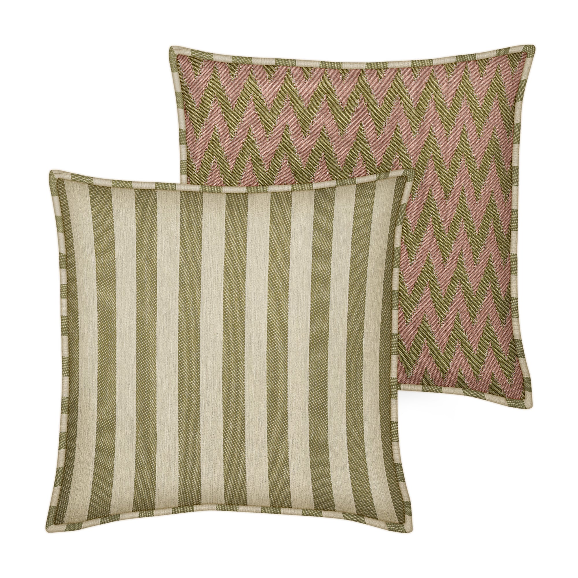Double sided cushion Jackie Olive & Ecru x Rosita Olive & Rose