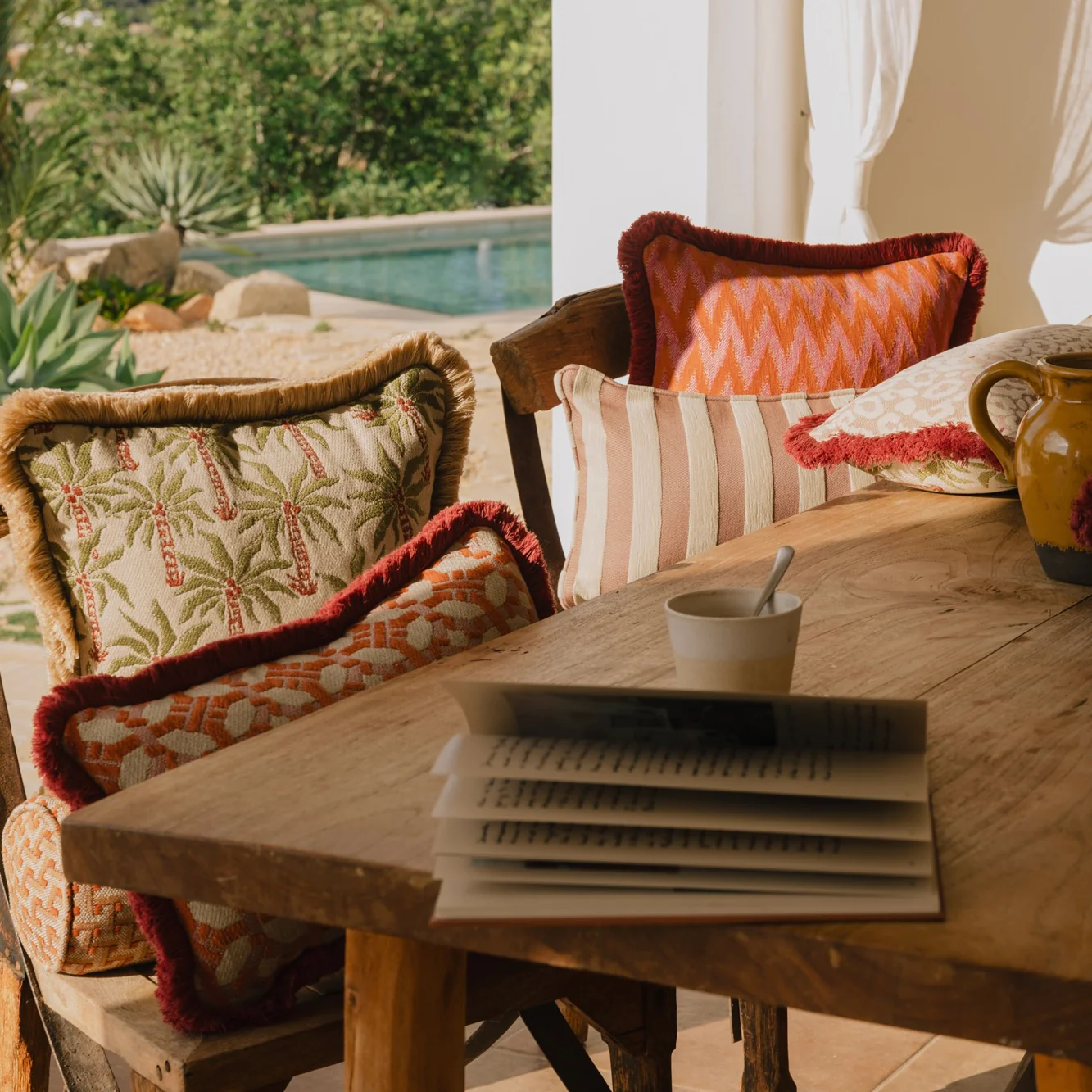 Double sided cushion Jackie Rose & Ecru x Mako Rose & Olive - Image 3