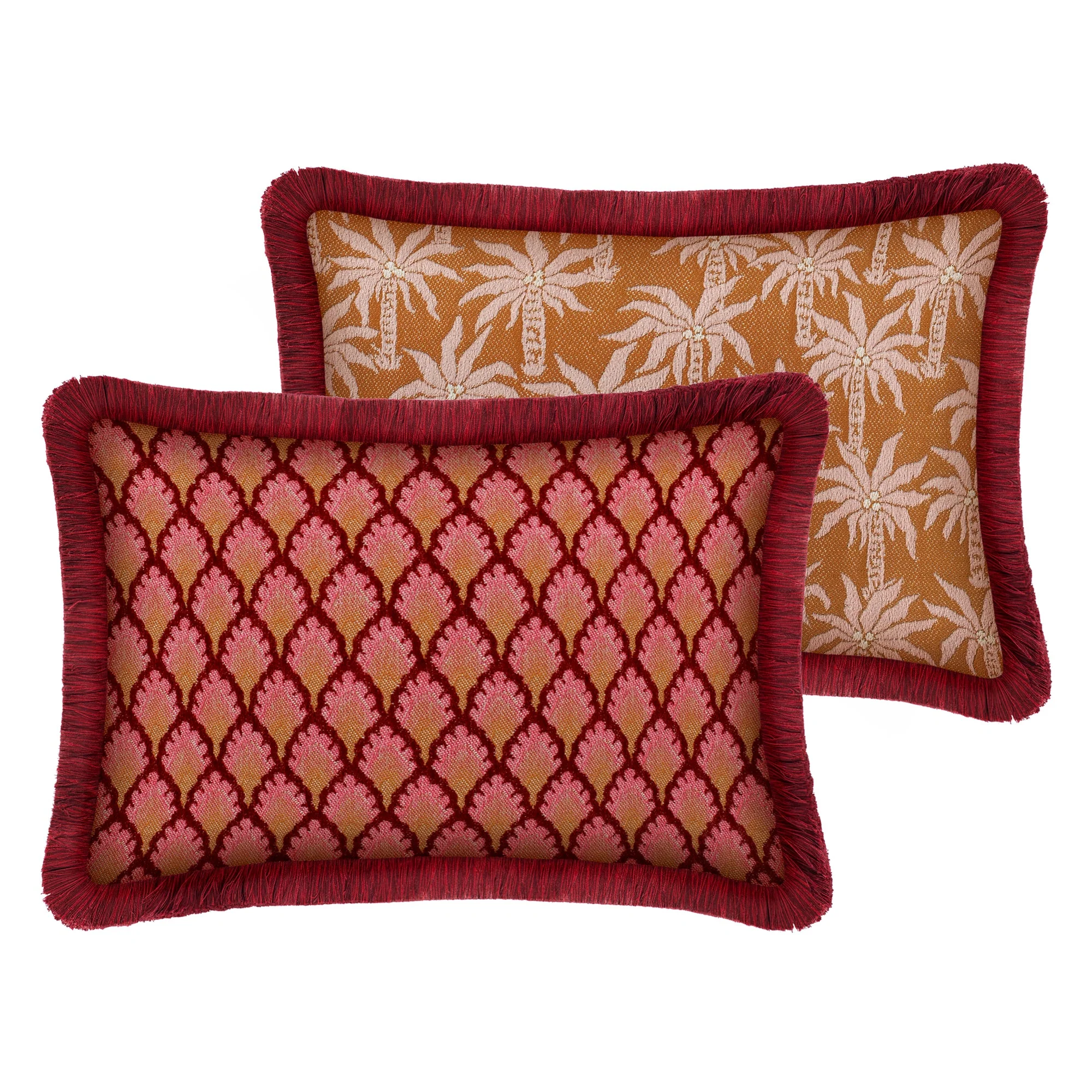 Double sided cushion Jessica Bordeaux & Pink x Laura Rose & Caramel