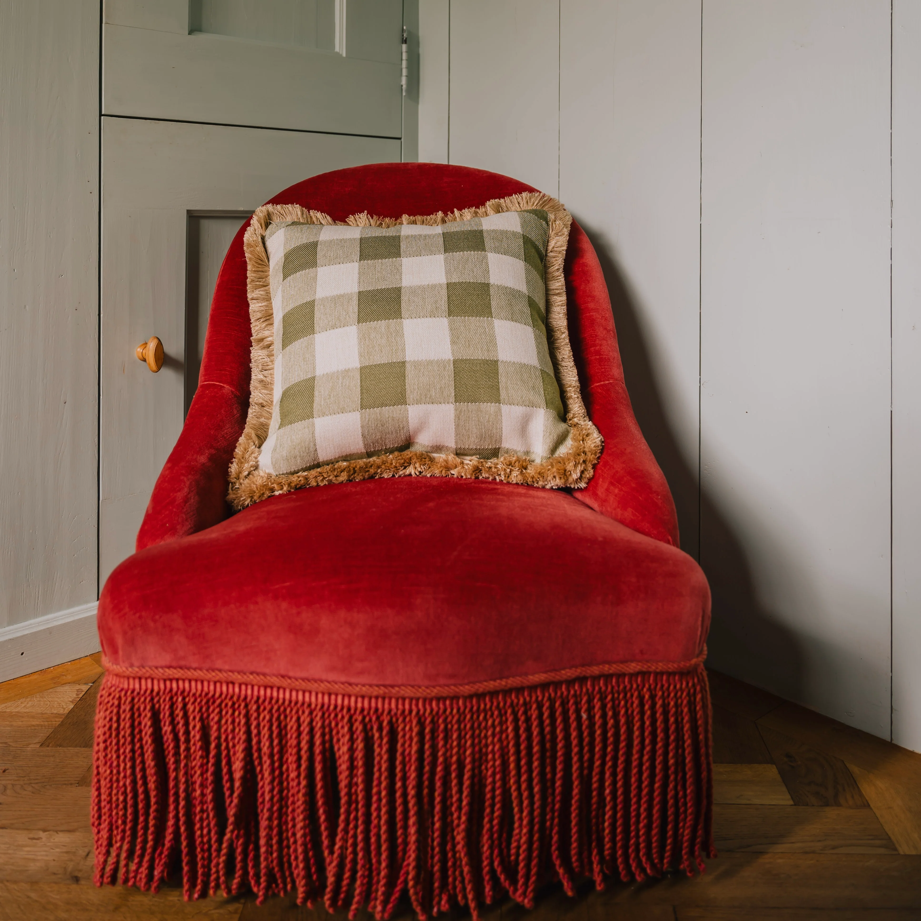 Double sided cushion Jessica Olive & Ecru x Brigitte Olive & Ecru - Image 5