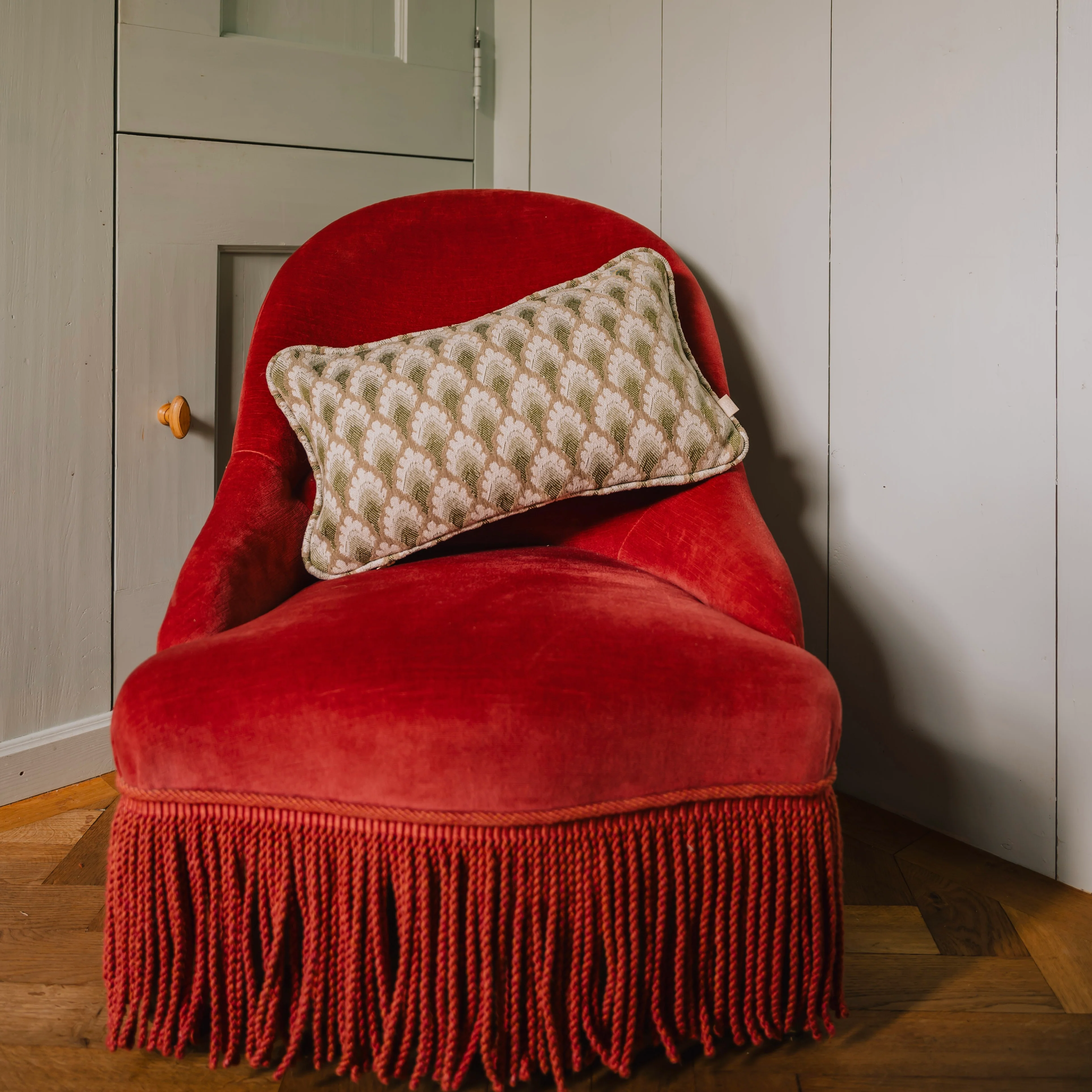 Double sided cushion Jessica Olive & Ecru x Lauren Sand & Ecru - Image 6