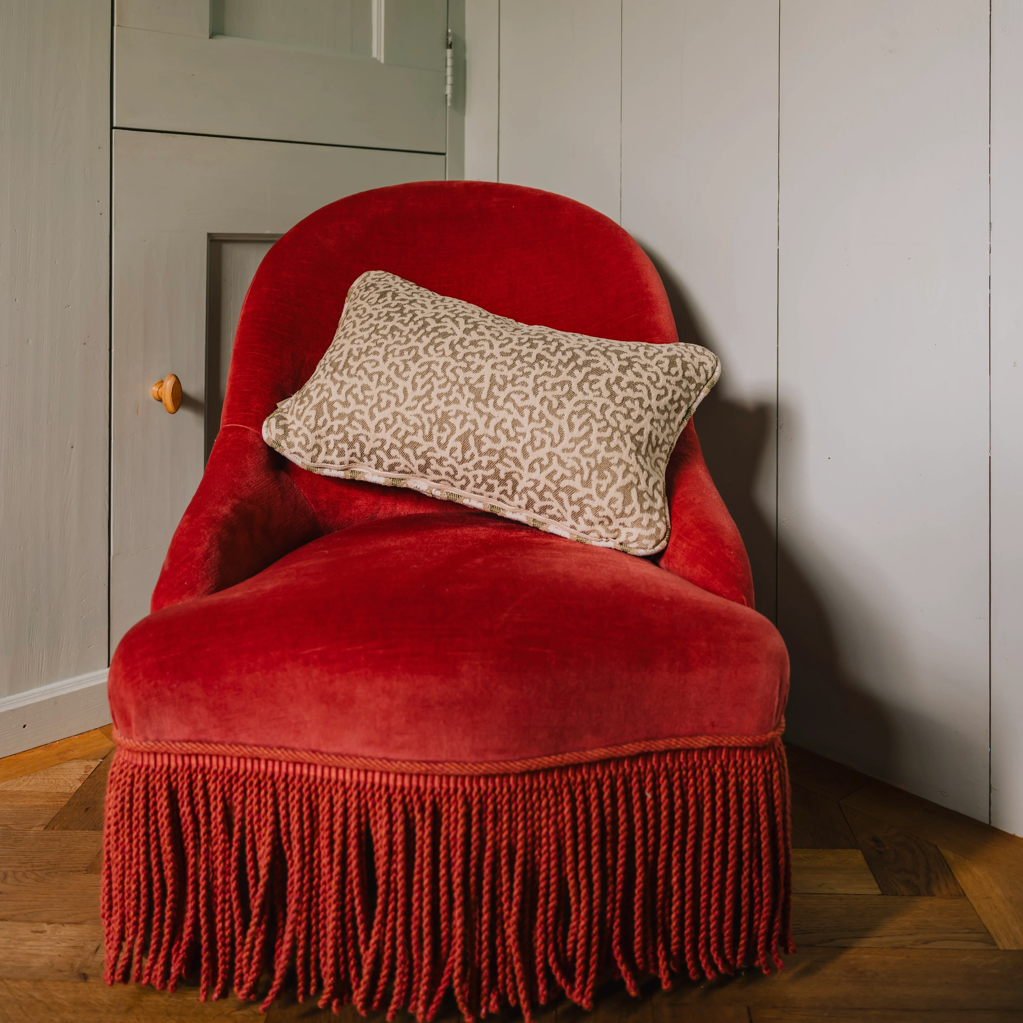 Double sided cushion Jessica Olive & Ecru x Lauren Sand & Ecru - Image 7