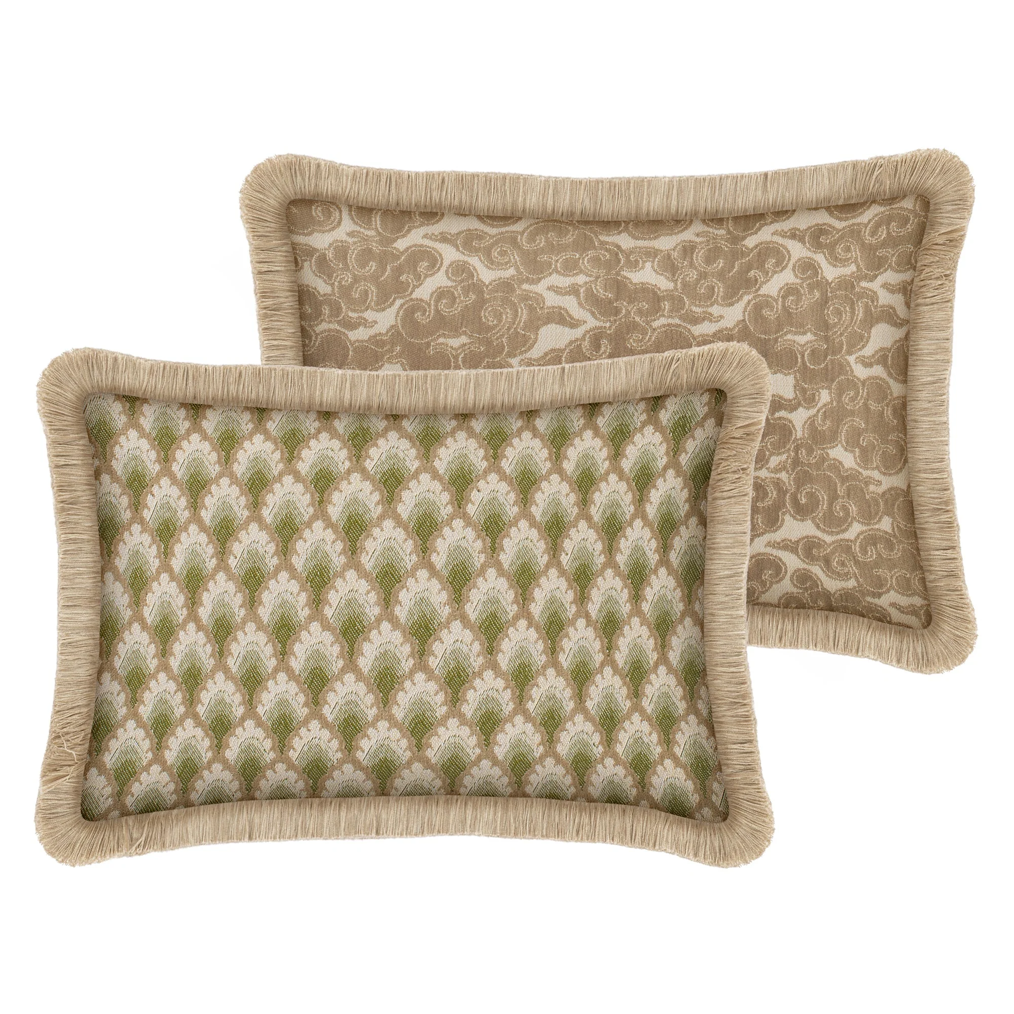 Double sided cushion Jessica Olive & Ecru x Yin Sand & Ecru