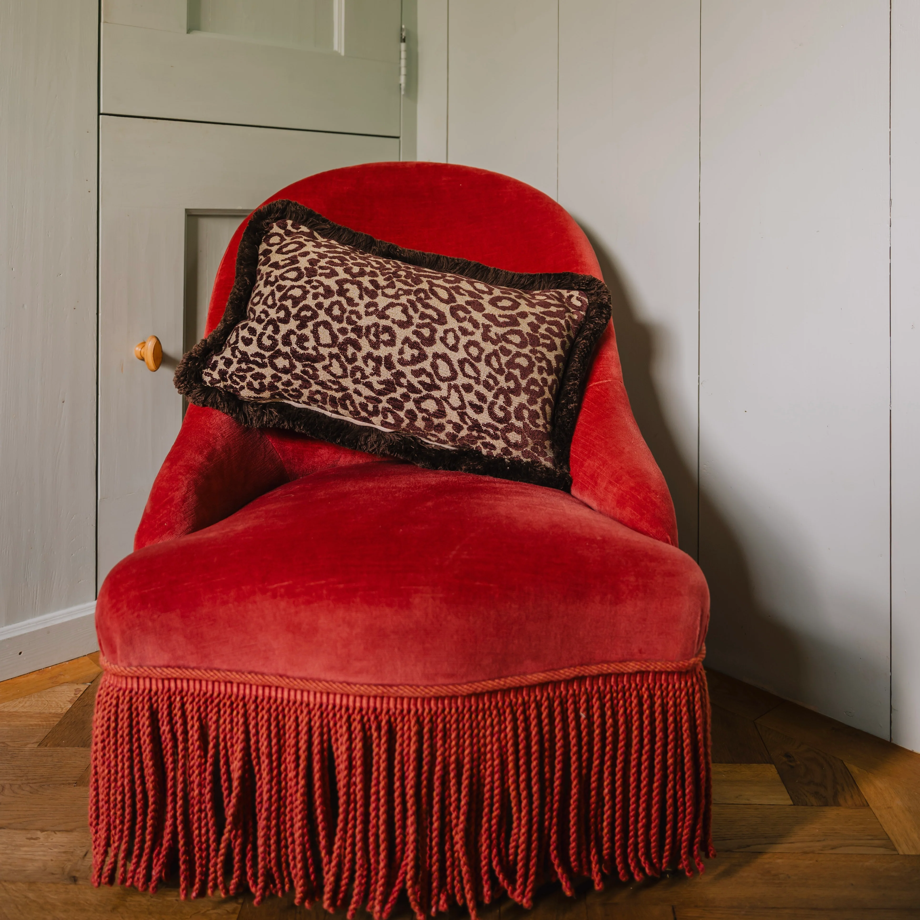 Double sided cushion Laura Chocolate & Olive x Maya Chocolate & Raffia - Image 6