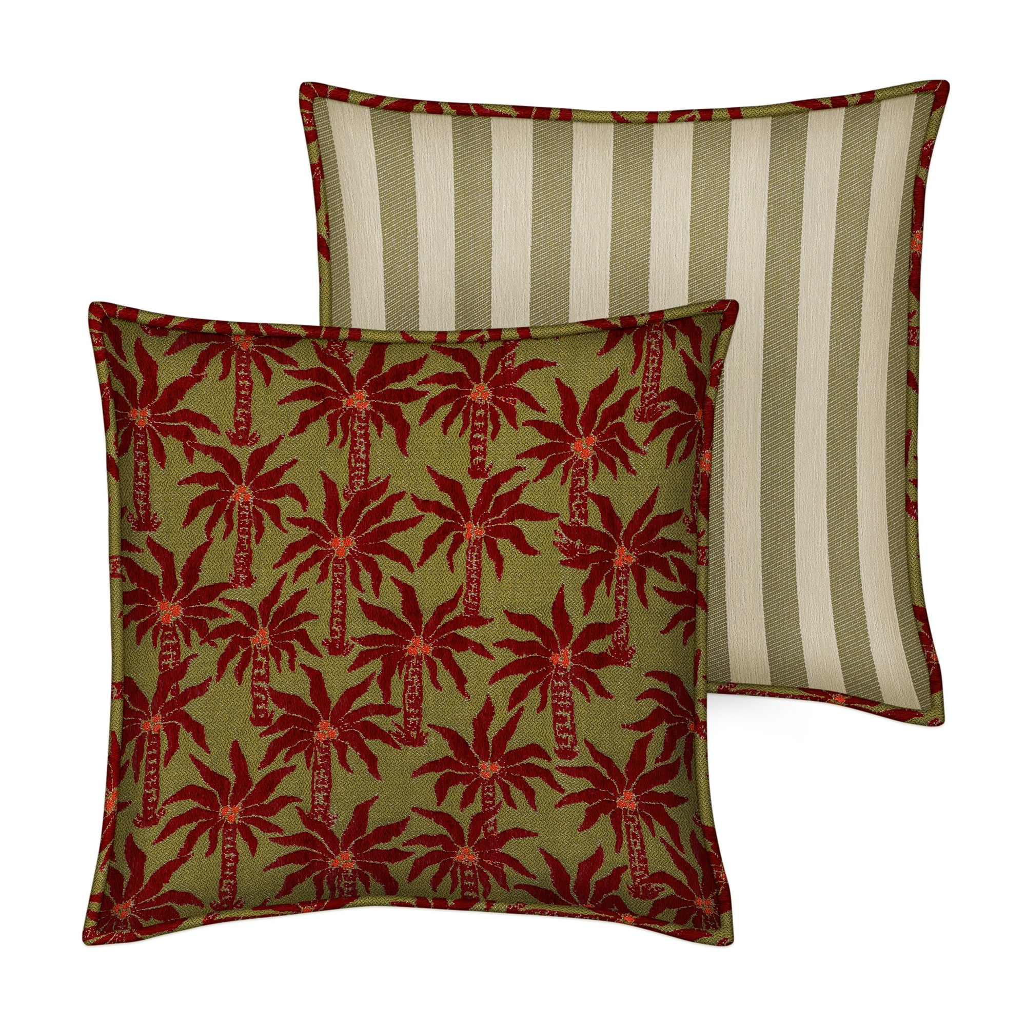 Double sided cushion Laura Olive & Bordeaux x Jackie Olive & Ecru