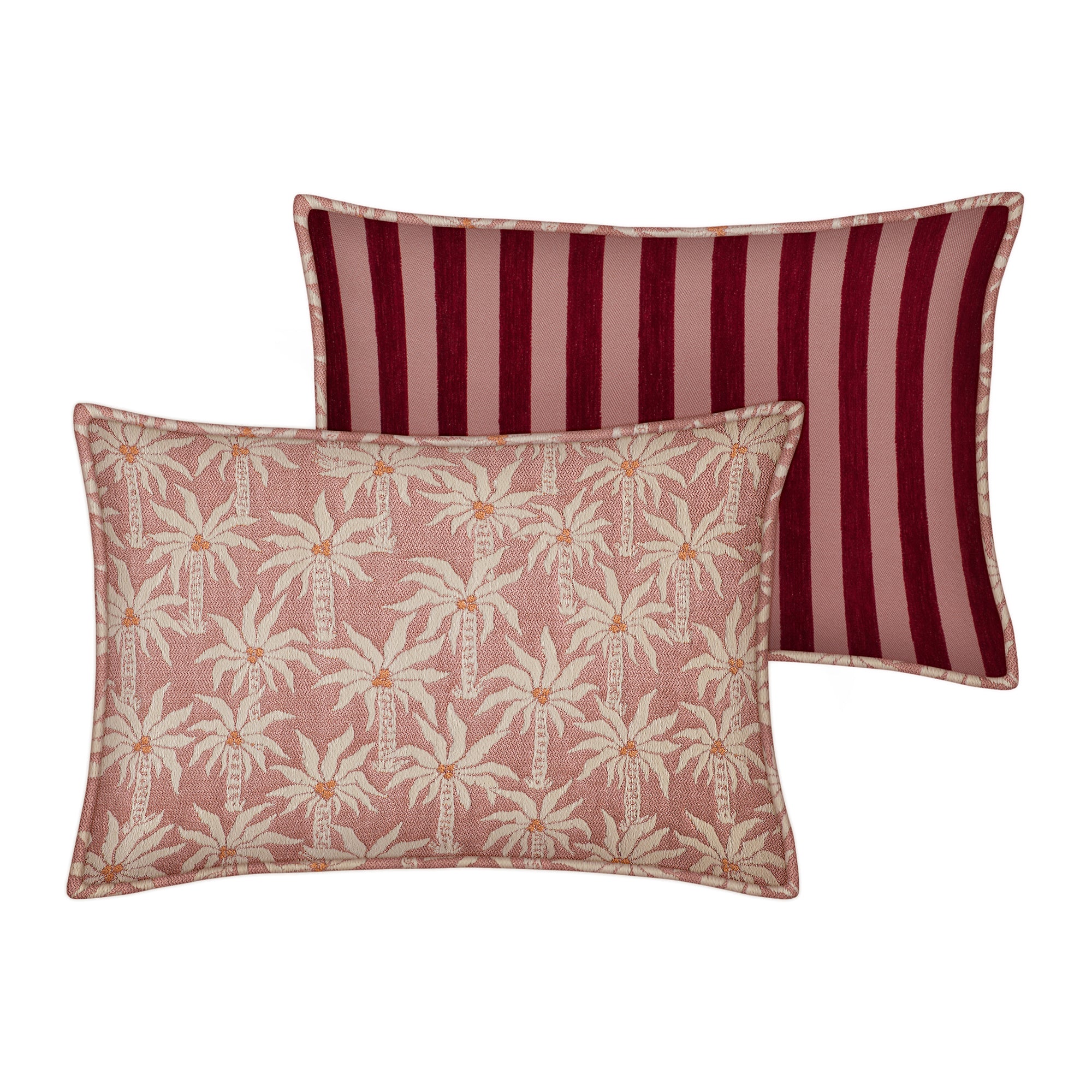 Double sided cushion Laura Rose & Ecru x Jackie Bordeaux & Rose
