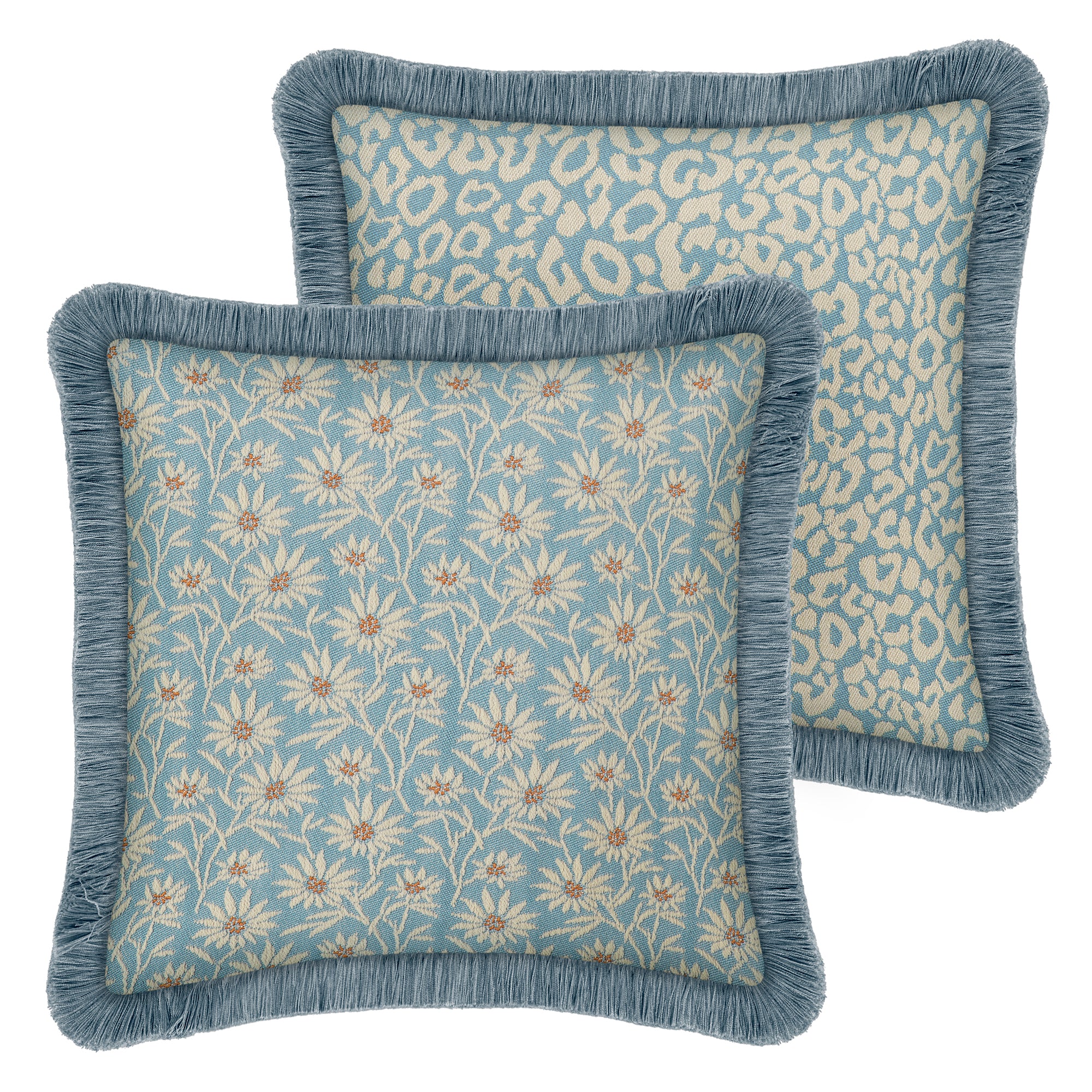Double sided cushion Mako Ice & Ecru x Maya Ice & Ecru