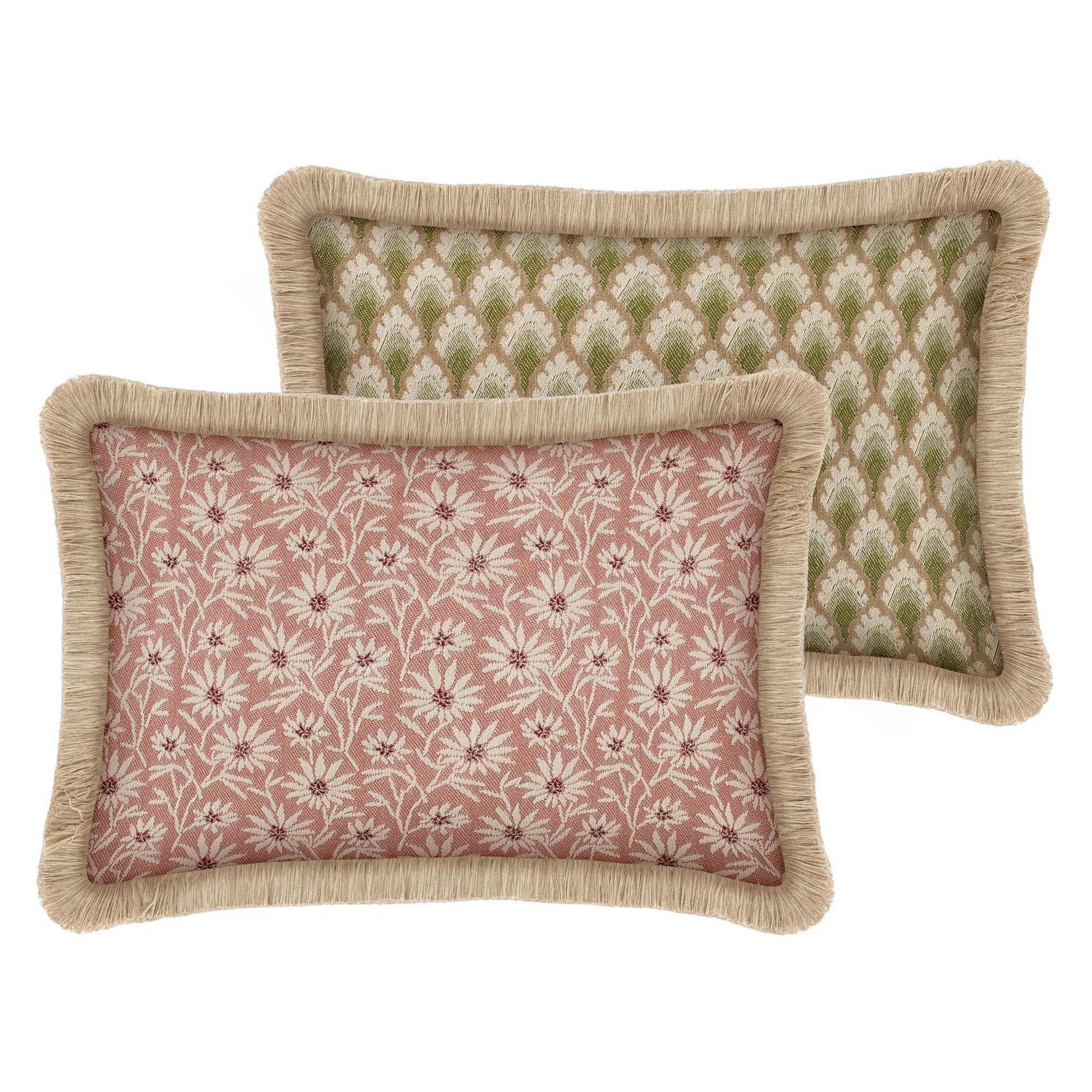 Double sided cushion Mako Rose & Ecru x Jessica Olive & Ecru
