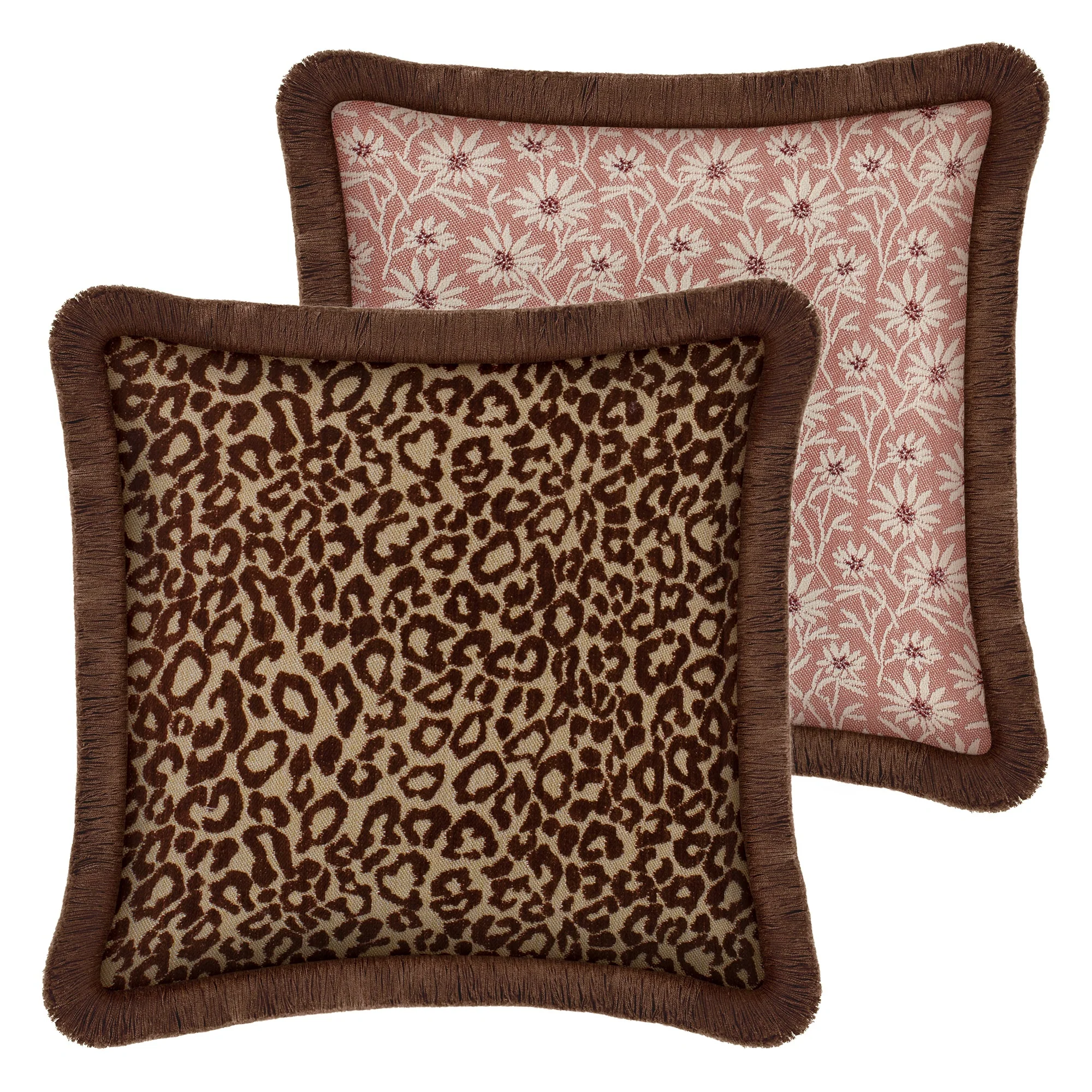 Double sided cushion Maya Chocolate & Raffia x Mako Rose & Ecru