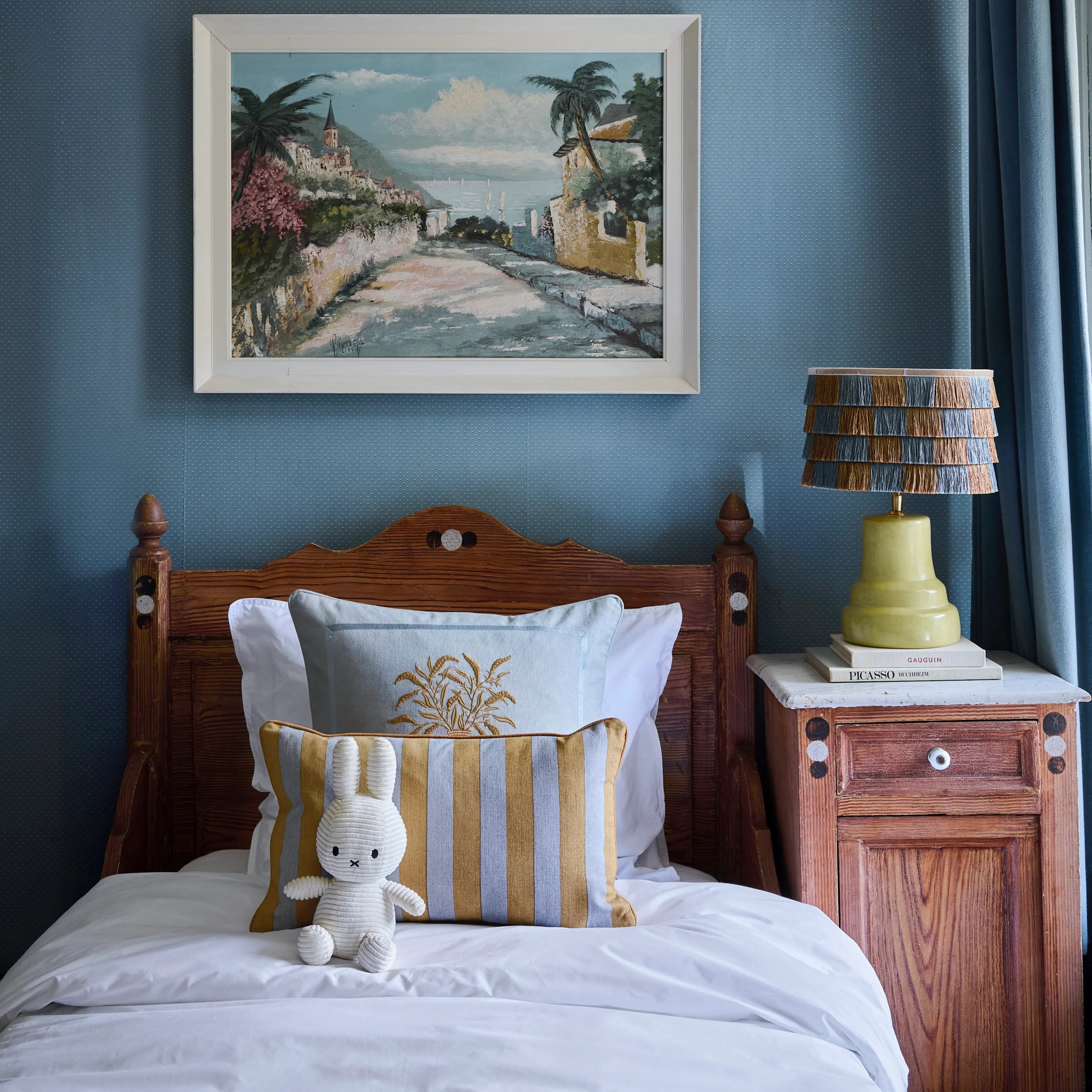 Double sided cushion Siena Raffia & Smokey Blue - Image 5