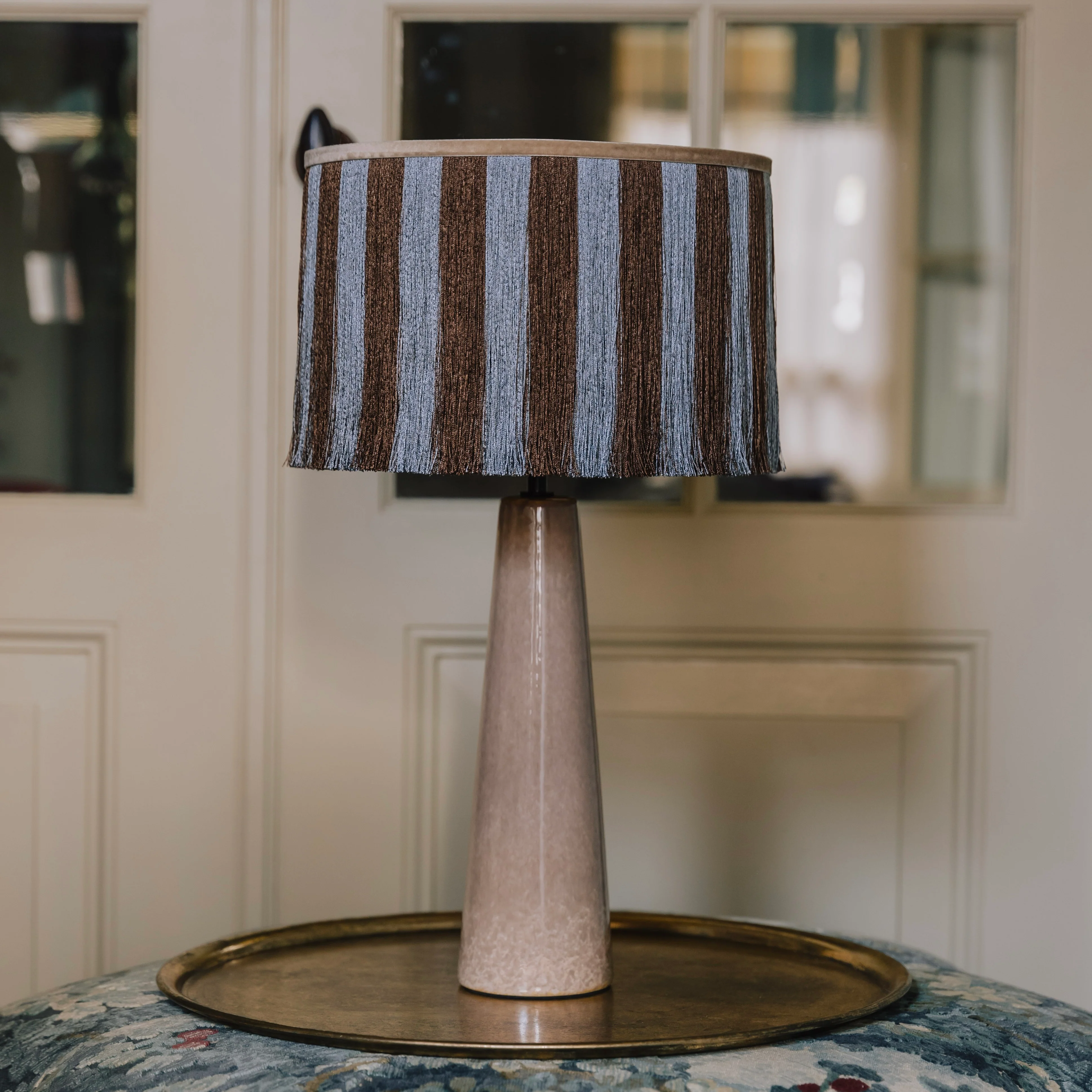 Lampshade Jackie Fringe Chocolate & Smokey Blue - Image 2