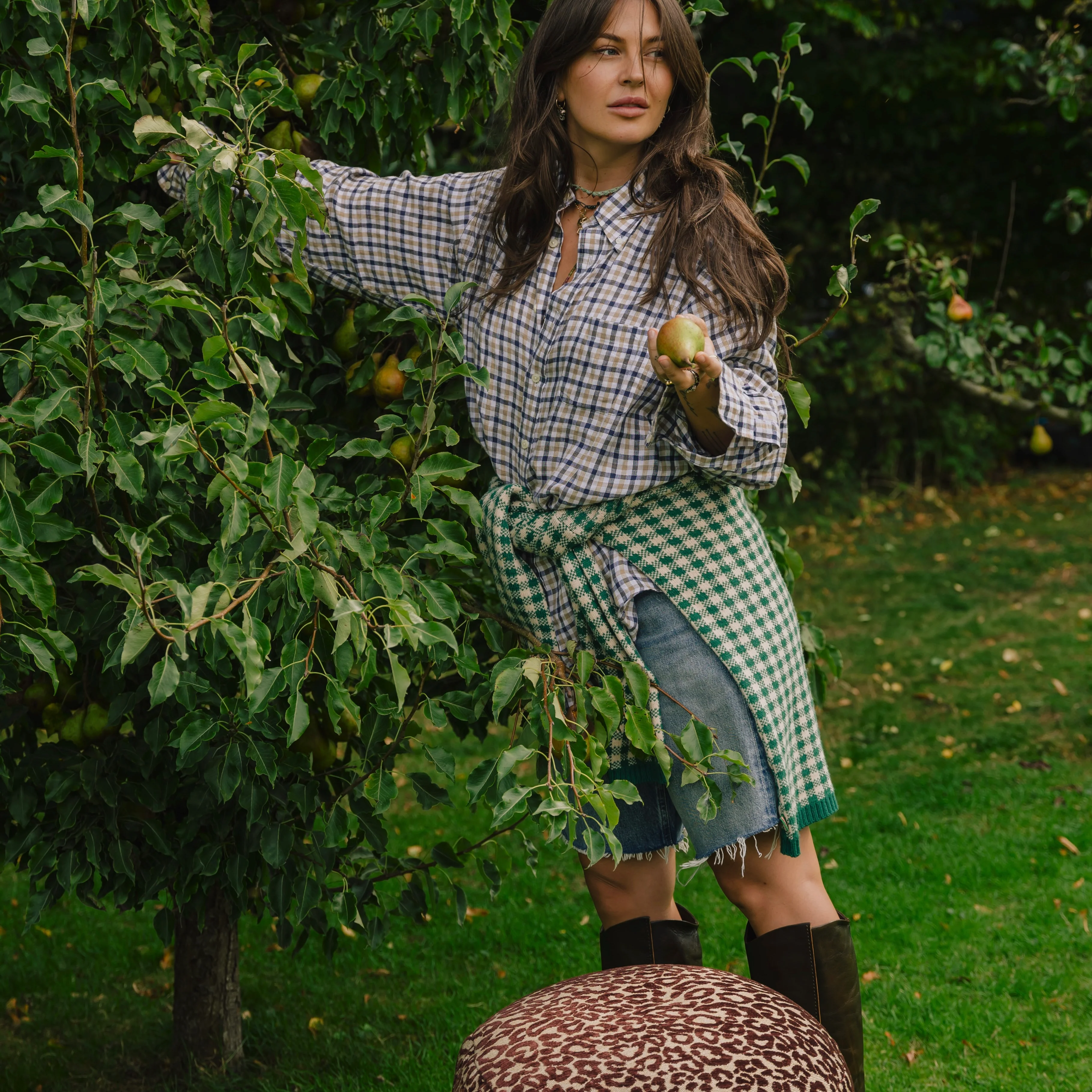 All-season pouf Maya Chocolate & Raffia - Image 2