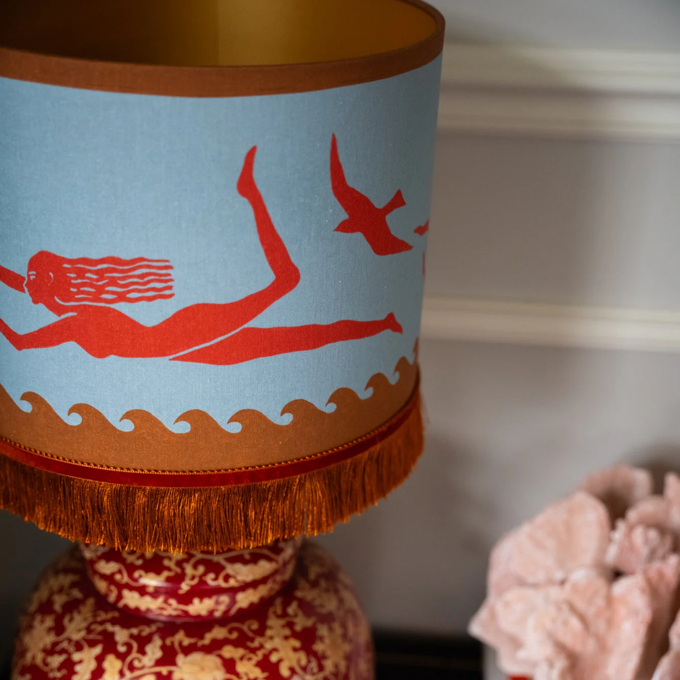 Palais x Hôtel Magique Lampshade Thalassa Smokey Blue & Coral - Image 4