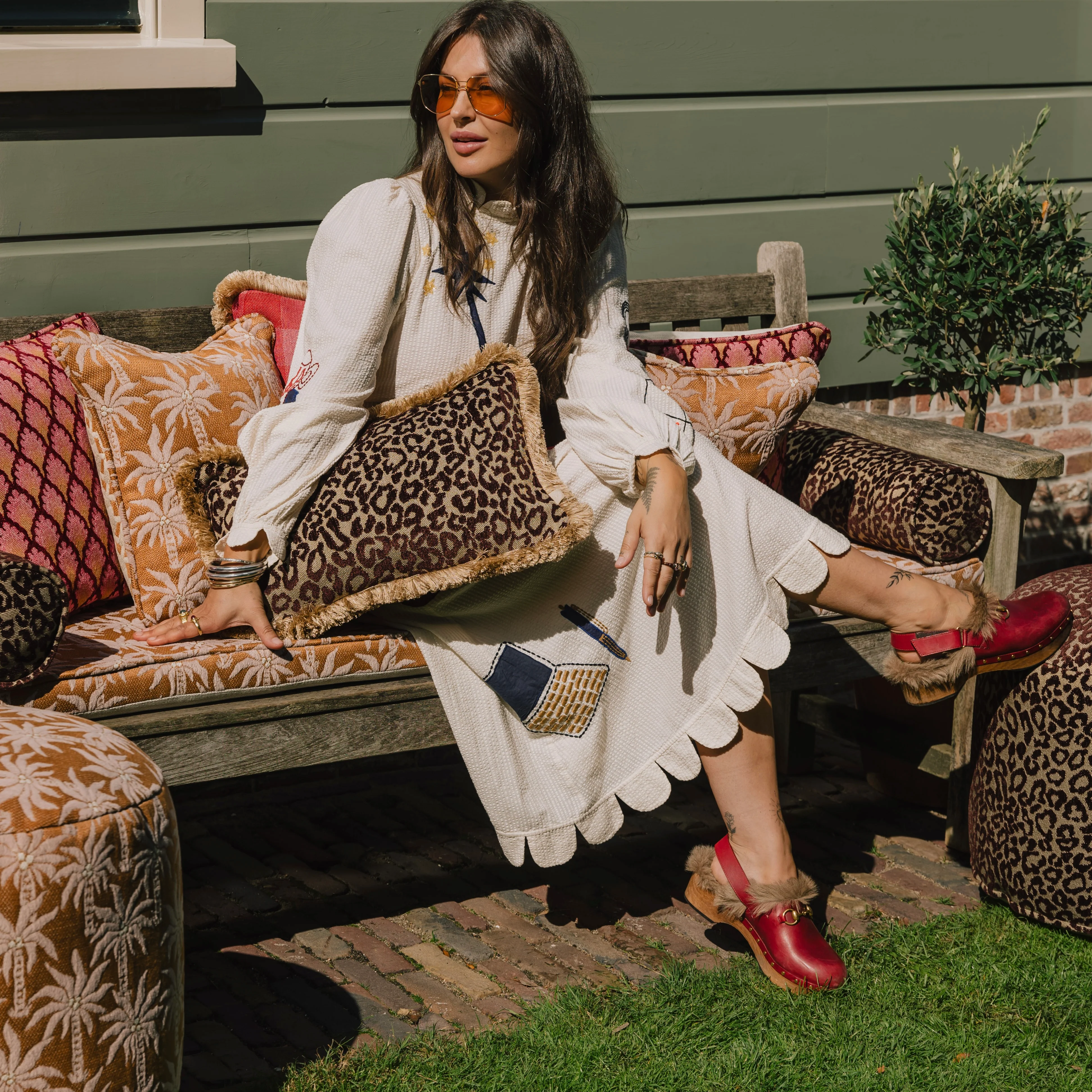 All-season pouf Maya Chocolate & Raffia - Image 4